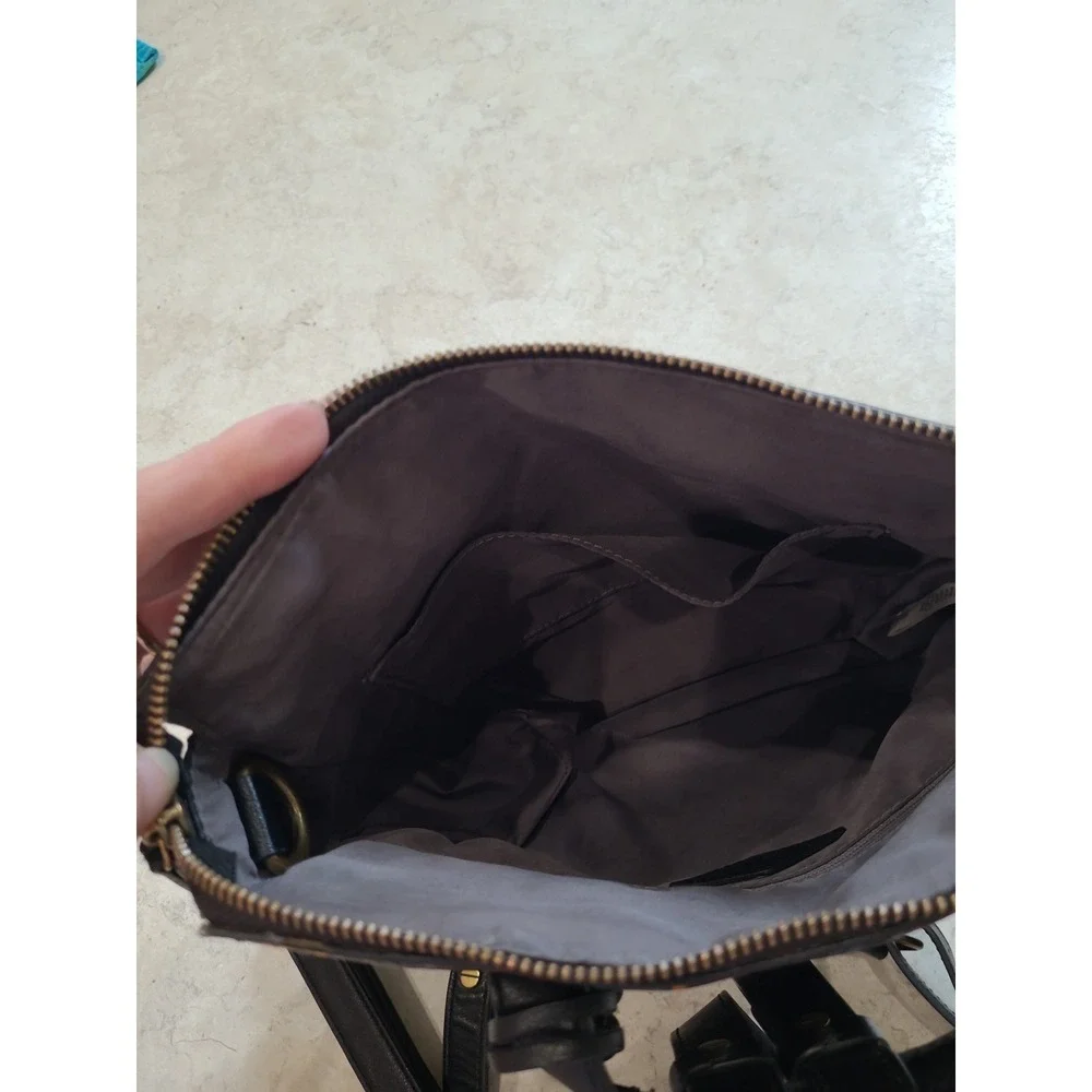 Fossil Elina Convertible Small Backpack black multicolor logo‎ print.